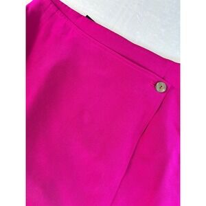 Liz Claiborne Collection Fuchsia Pink 100% Silk Wrap Style Pencil Skirt Size 6